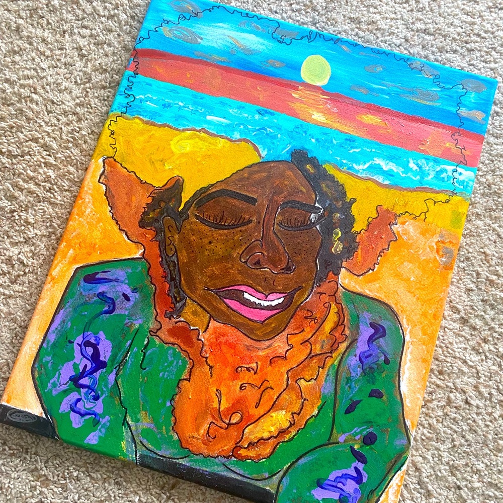 Original Canvas Art, Acrylic & Oil, “Mindful K”, Size 16x20 canvas